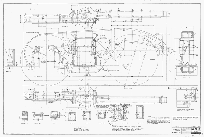 Side Frame for Tender Truck Class T54, T54R