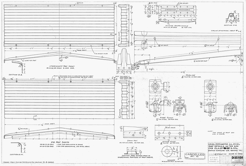 Viking Corrugated All Steel Roof Details 40 Ton Box Car Class BI, BJ, BJa