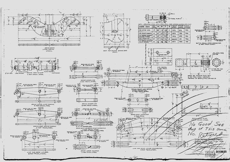 Steel Details Tender Truck Class T59, T59a, T59b, T59c, T59d, T59e. (Buckeye 6 Wheel Truck)