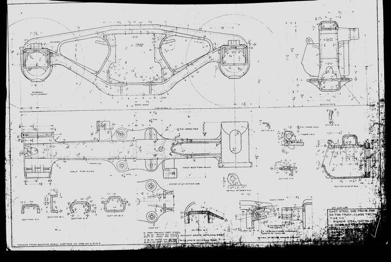 Cast Steel Side Frame for 50 Ton Truck, Class T61, T64, T68, T71 (Buckeye Steel Casting Co) (Double Truss Design)