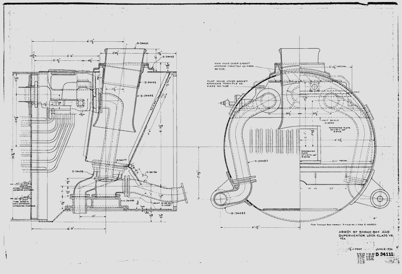 Arrangement of Smokebox and Superheater, Loco. Class Y6, Y6a