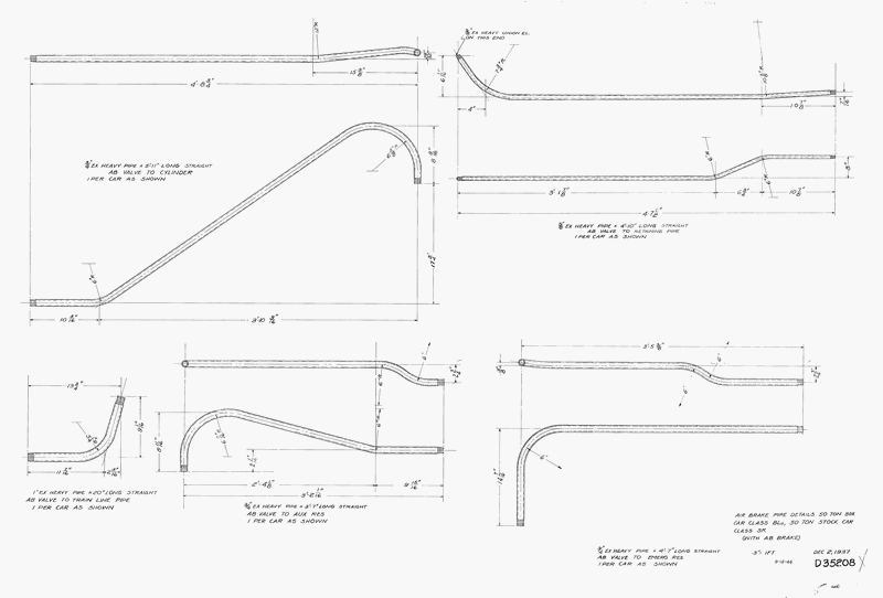 Air Brake Details 50 Ton Box Car Class BLa and 50 Ton Stock Car Class SK