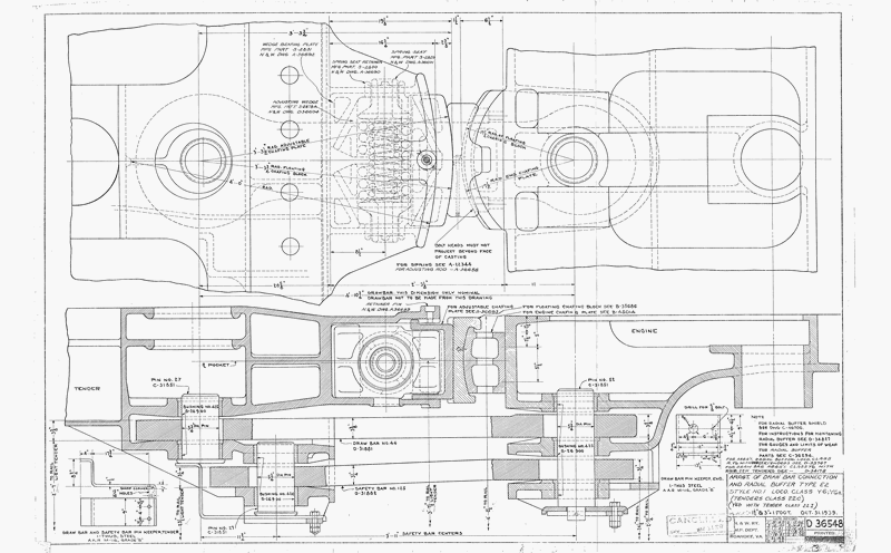 Arrangement of Drawbar Connection and Radial Buffer Type E2, Style No1., Loco. Class Y6, Y6a (Tenders Class 22C), Y6b with Tender Class 22I
