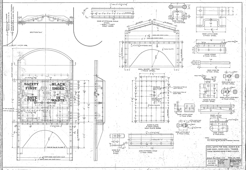 Coal Gate For 12,000 Gal. N&W & 10,000, 12,000 USRA Tender Tank Behind  Hand Fired Locomotives