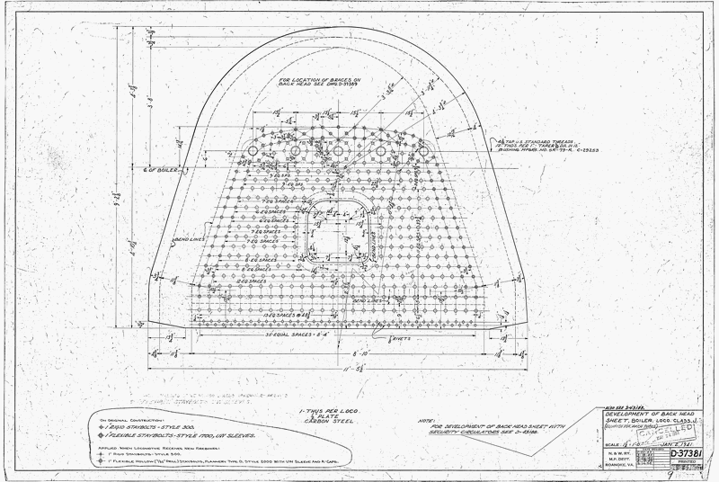 Development of Back Head Sheet, Boiler, Loco. Class J.