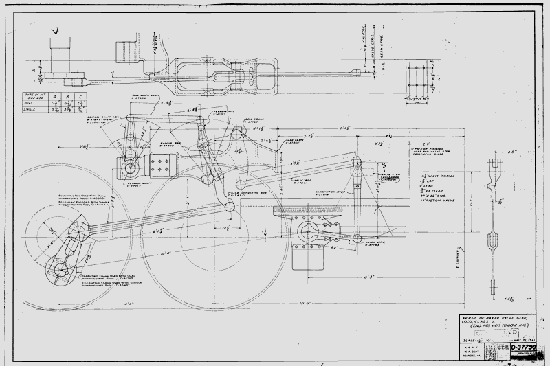 Arrangement of Baker Valve Gear, Loco. Class J. (Eng Nos. 600 to 604 Inc.)