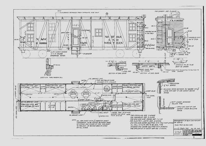 Arrangement of Bunk Car for Camp Car Service (Made From BK Box Car)