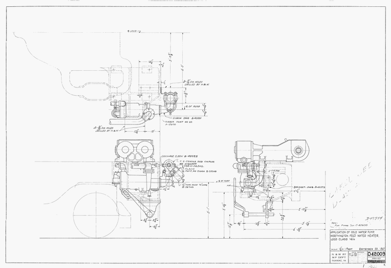 Application of Cold Water Pump, Worthington Feedwater Heater, Loco. Class Y6b