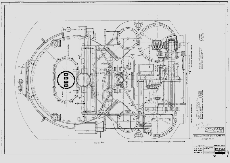 Cross Section, Loco. Class Y6b.  (Sheet No. 1).