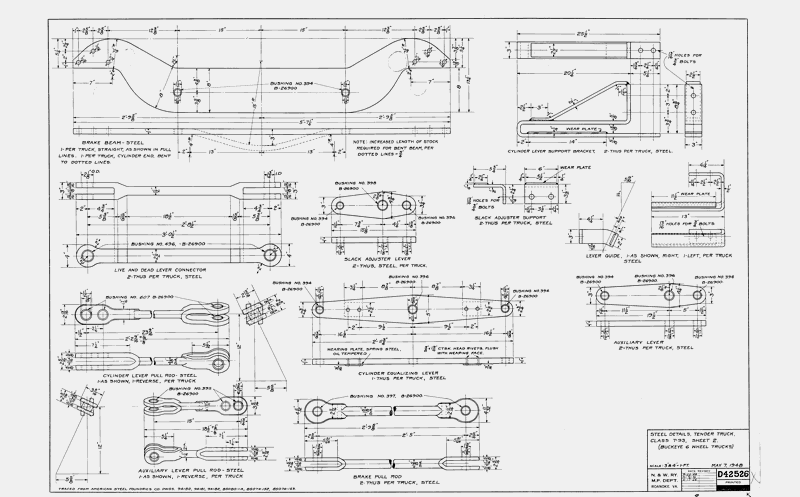 Steel Details, Tender Truck, Class T93, Sheet 2 (Buckeye 6 wheel trucks)