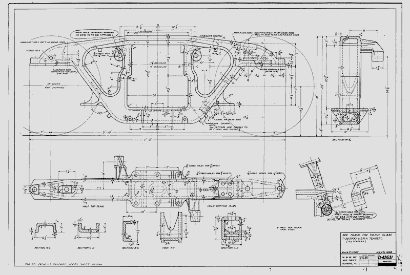 Side Frame for Tenders Applies to Truck Class T31, (12000 U.S.R.A. Tender) (13A Tenders)