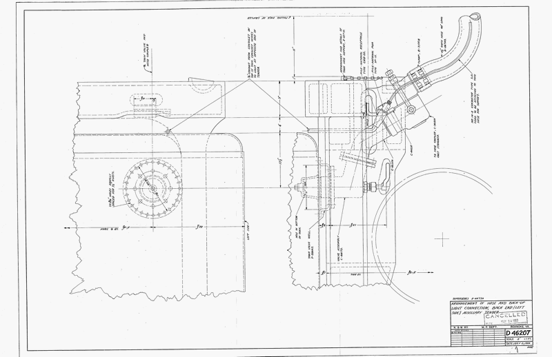 Arrangement of Hose and Back-up Light Connection, Back End (Left Side) Auxiliary Tender