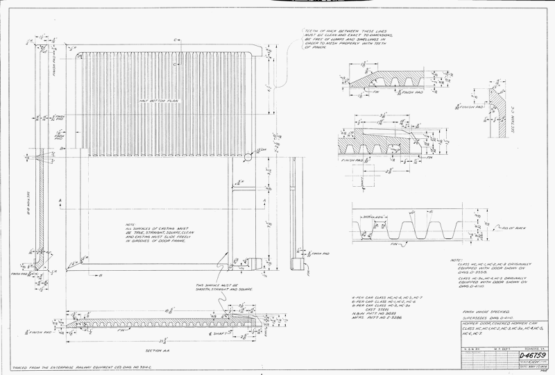 Hopper Door, Covered Hopper Car Class HC, HC1, HC2, HC3, HC3a, HC4, HC5, HC6, HC7