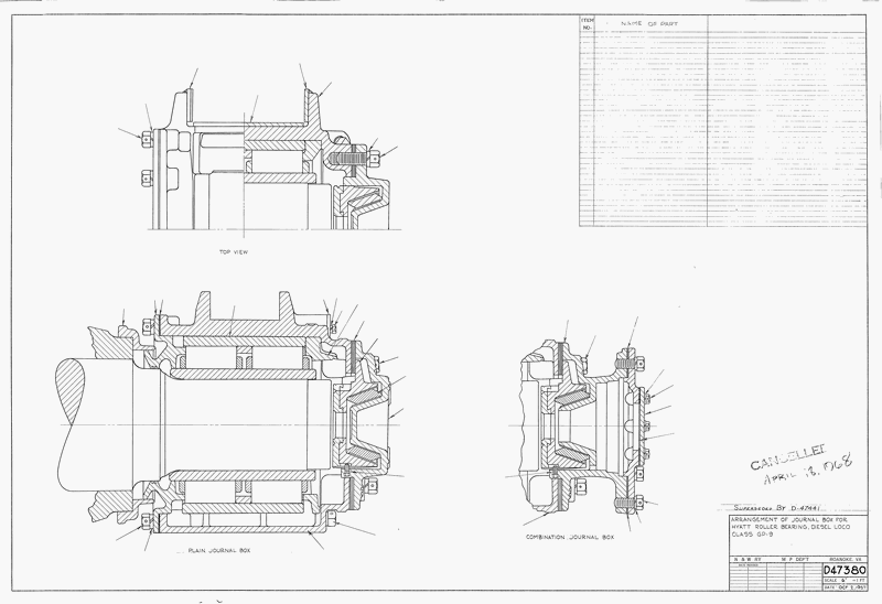 Arrangement of Journal Box for Hyatt Roller Bearing, Diesel Loco Class GP9