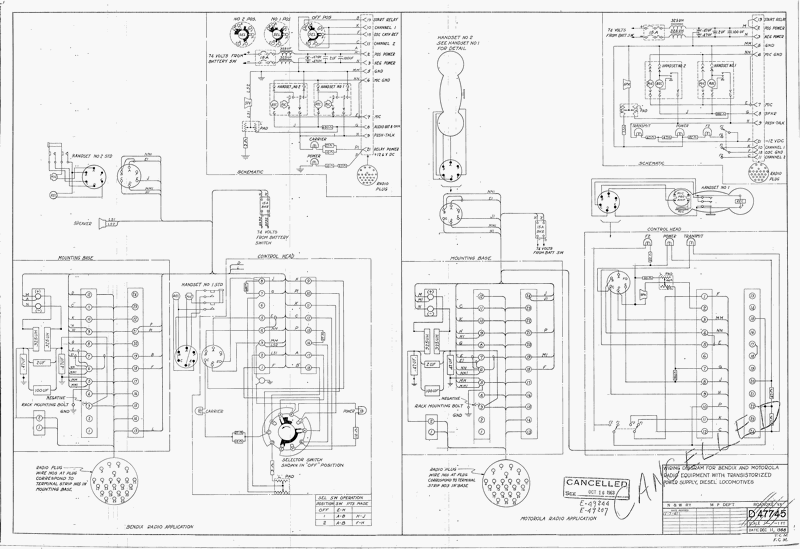 Wiring Diagram for Bendix and Motorola Radio Equipment with Transistorized Power Supply, Diesel Locomotives.