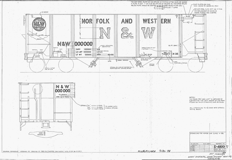 Stenciling for Hopper Car, Class H35.