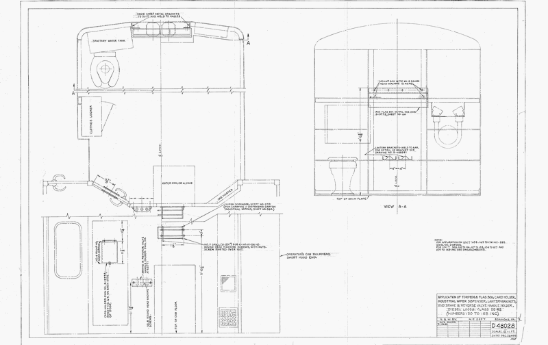 Application of Torpedo & Flag Box, Card Holder, Industrial Wiper Dispenser, Lantern Brackets, and Brake & Reverse Valve Handle Holder, Diesel Locos Class DE-RS (Numbers 150 to 168 Inc.)