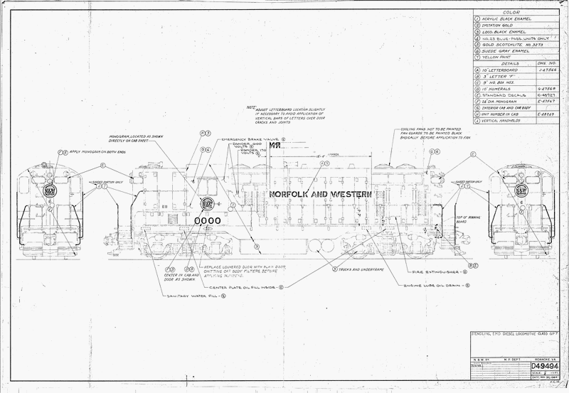 Stenciling, EMD Diesel, Model GP7