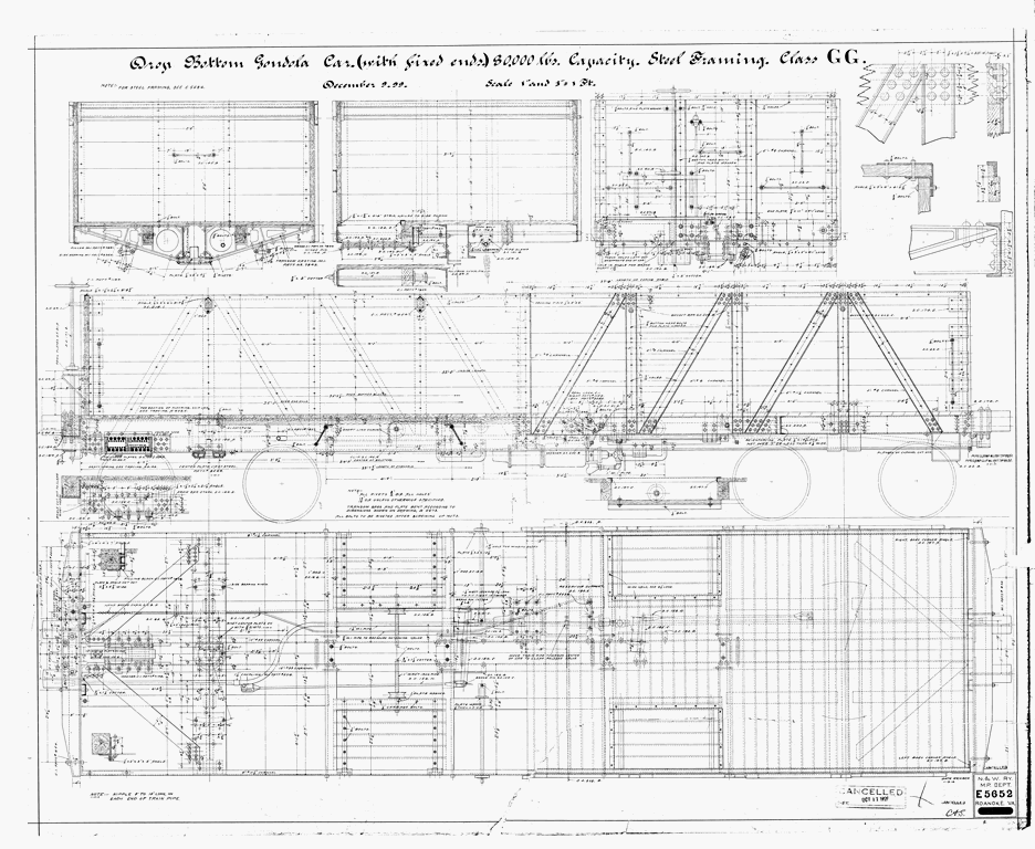Drop Bottom Gondola Car (with Fixed Ends) 80,000 Lbs. Capacity, Steel Framing, Class GG