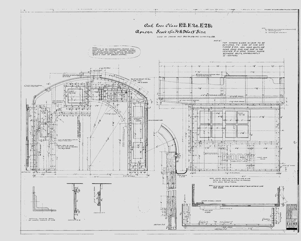 Cab, Loco. Class E2a, E2b (Used on Engine No. 543 to 579 Incl. E2a, E2b)