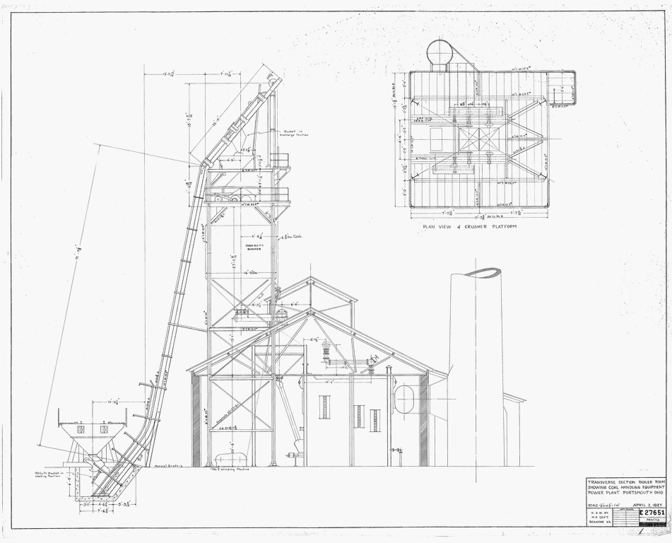 Transverse Section Boiler Room Applies to Power Plant, Portsmouth, Ohio