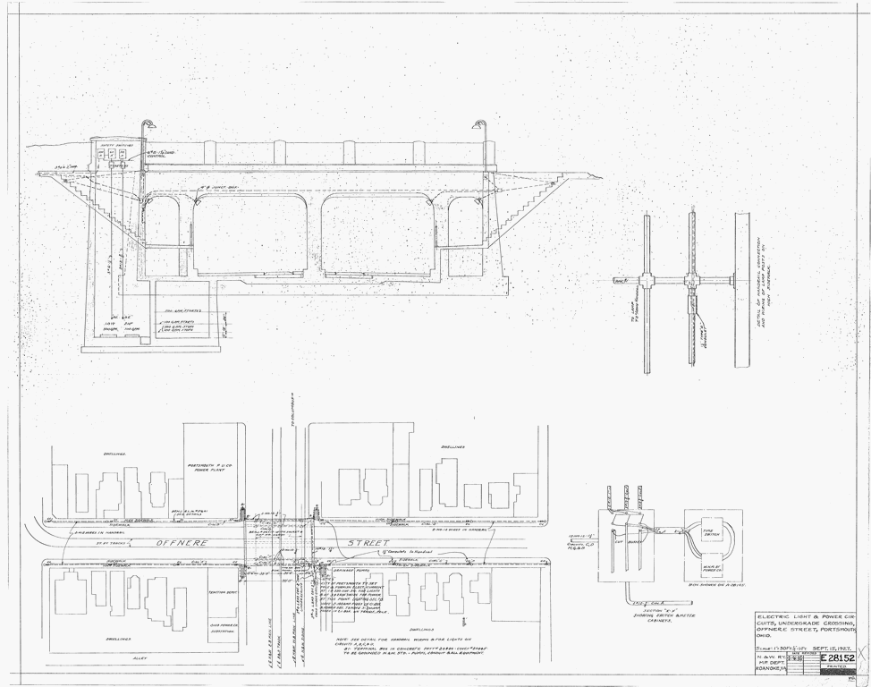 Electric Light & Power Circuts, Undergrade Crossing Applies to Offnere Street, Portsmouth, Ohio