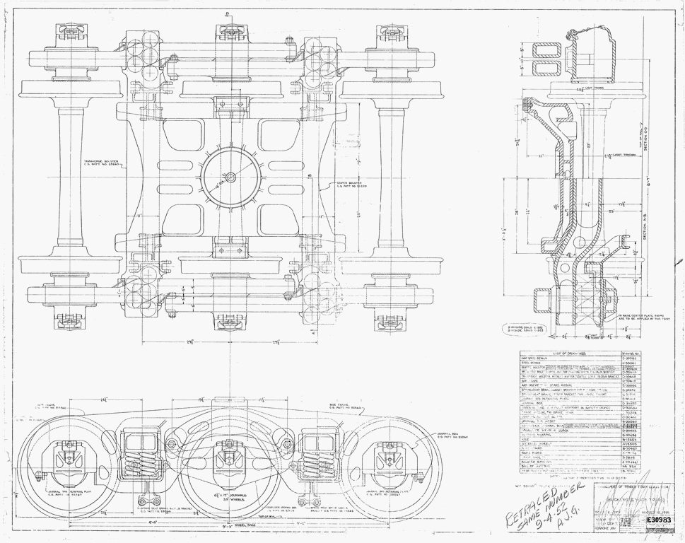 Arrangement of Tender Truck Applies to Truck Class T54, T54R (Buckeye 6 Wheel Truck)