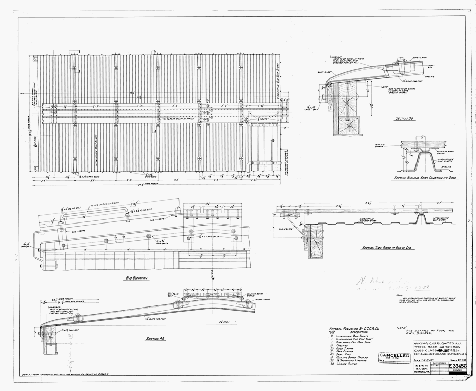 Viking Corregated All Steel Roof, 40 Ton Box Cars Class BJa (Chicago - Cleveland Car Roofing Co.)