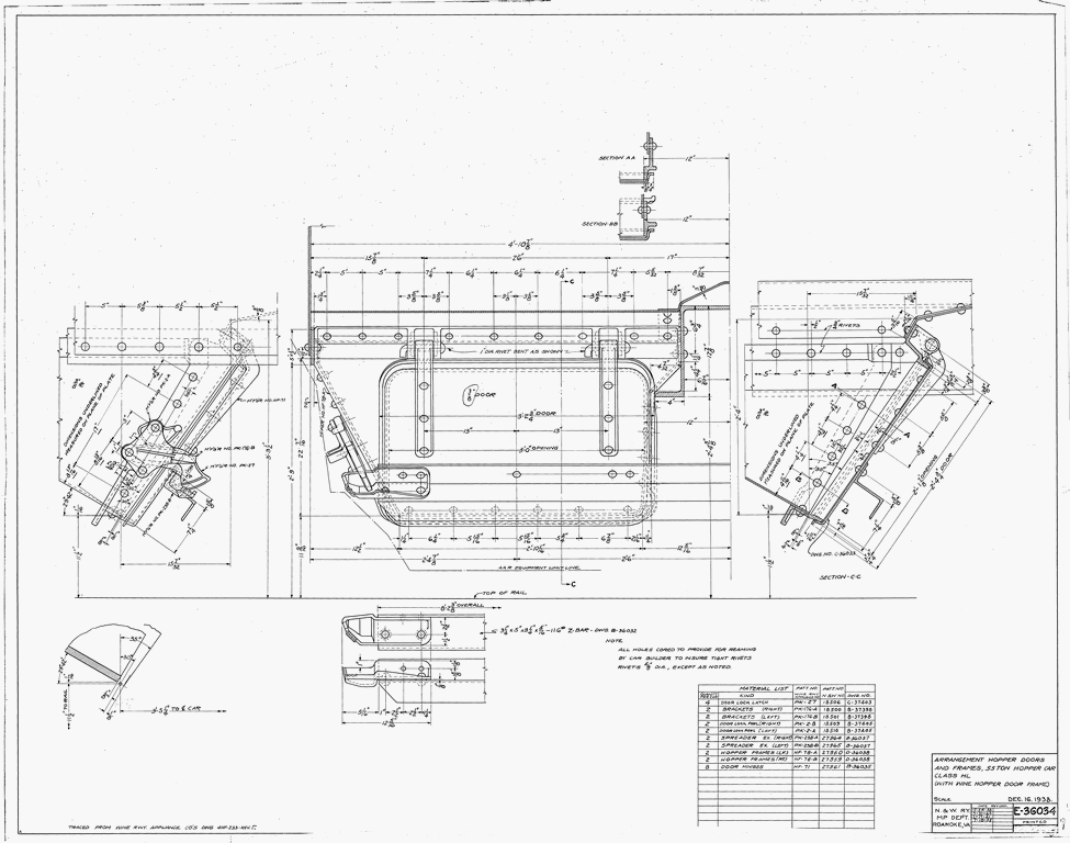 Arrangement Hopper Doors and Frames Applies to 55 Ton Hopper Car Class HL