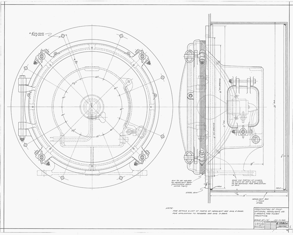 Modification of Pyle-National Headlight, No. C-14055-F Applies to for Flush Mounting