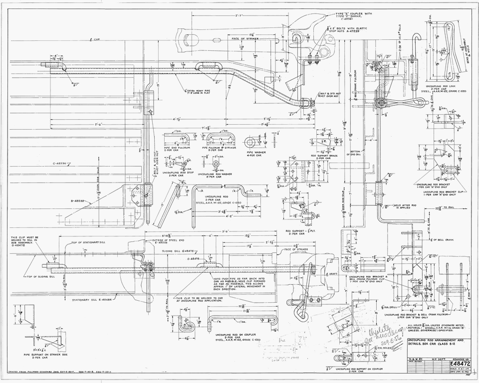 Uncoupling Rod Arrangement and Details Applies to Box Car Class B12