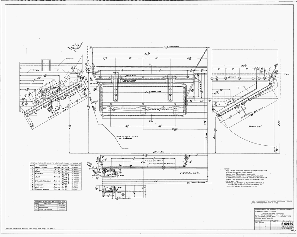 Arrangement of Hopper Doors and Frames, Hopper Car Class H15 (Intermediate Hoppers) (With Wine Hopper Door Frames and Wine Double Door Locks)