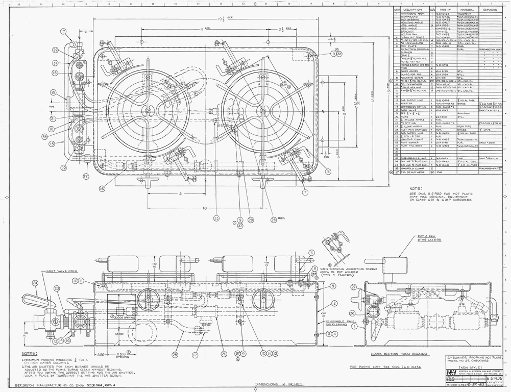 2 - Burner Propane Hot Plate, Model No. 29 Applies to Cabooses