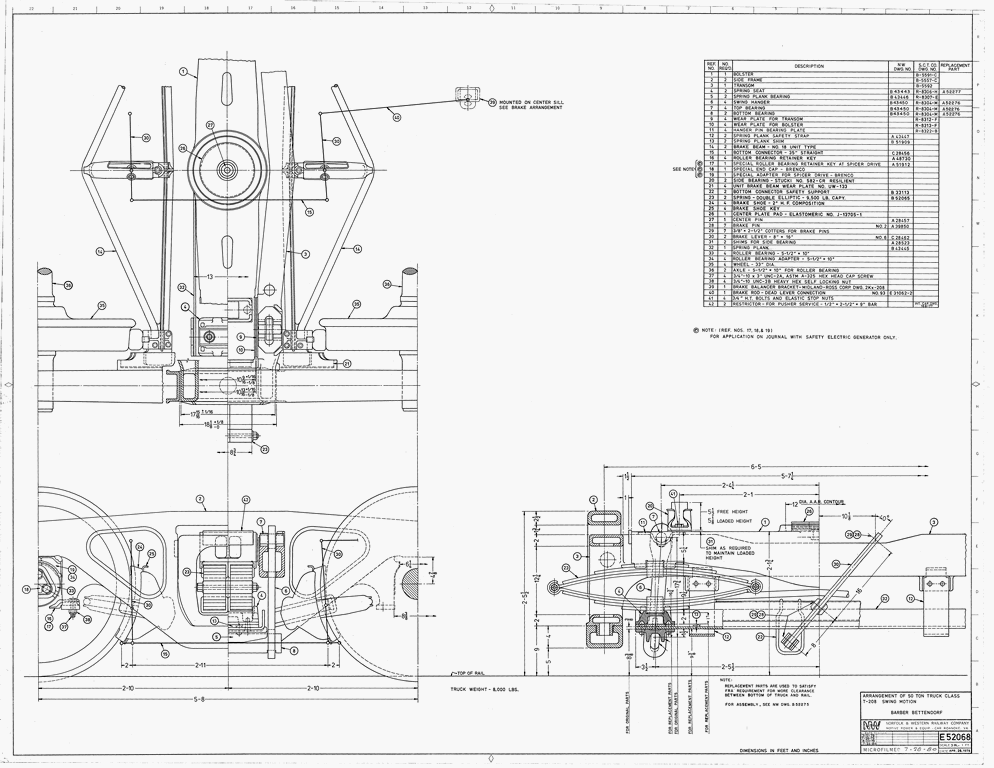 Arrangement of 50 Ton Truck (Barber Bettendorf) Applies to Truck Class T208 (Swing Motion)