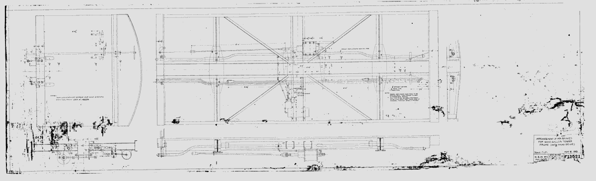 Arrangement of Air Brakes for 9000 Gallon Tender Frame [with Hand Brakes]