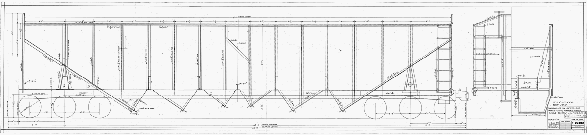 Diagram - 120 Ton Hopper Car with 6 Chute Hoppers and 6 Single Doors