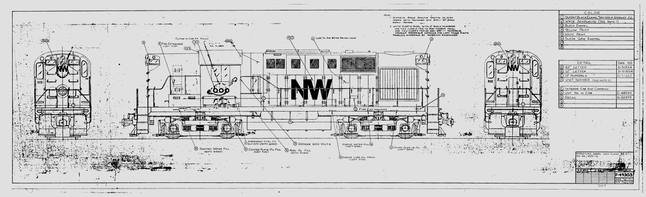 Stenciling, Diesel Locomotive Class RS11, RS36, RSD12