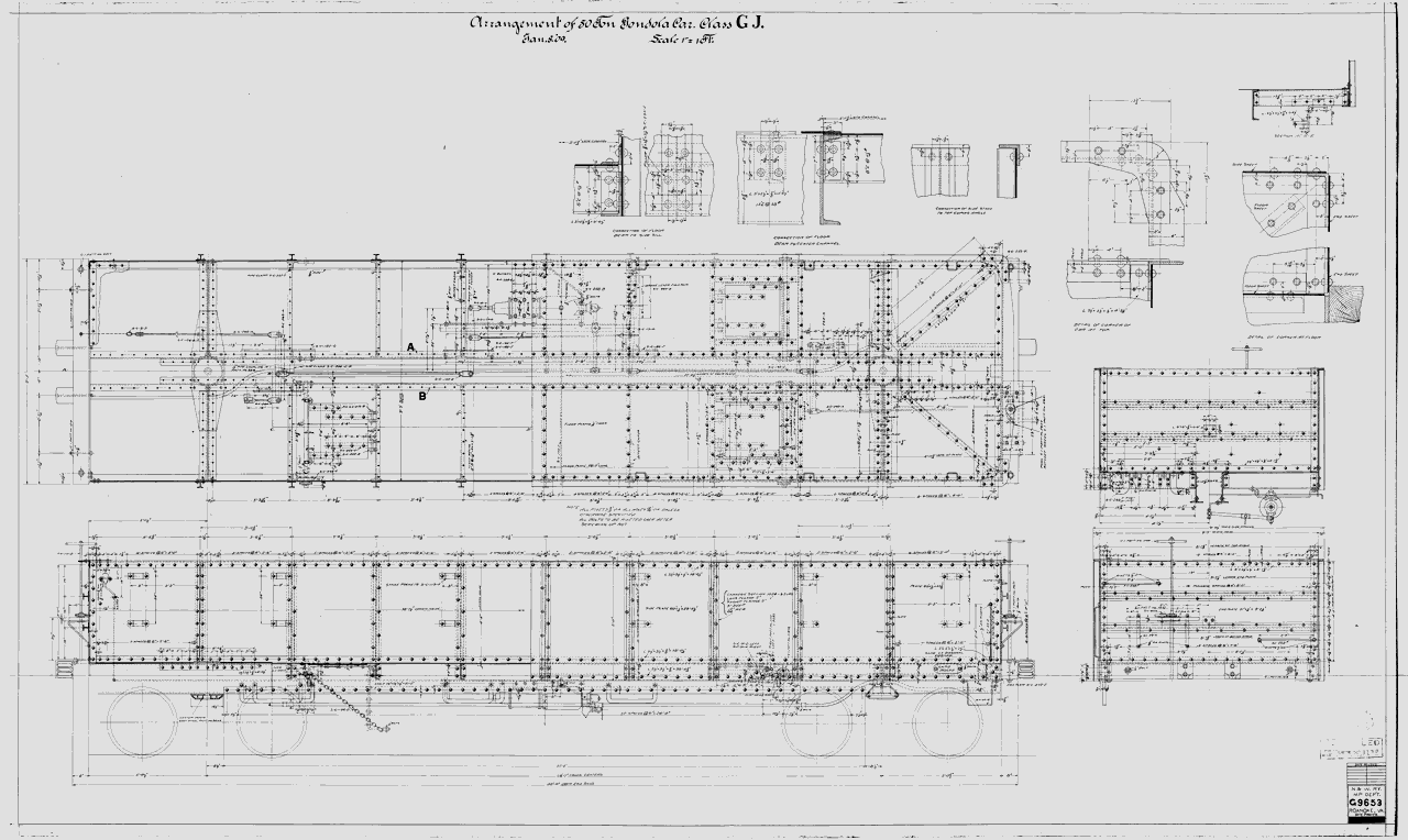 Arrangement of 50 Ton Gondola Car Class GJ