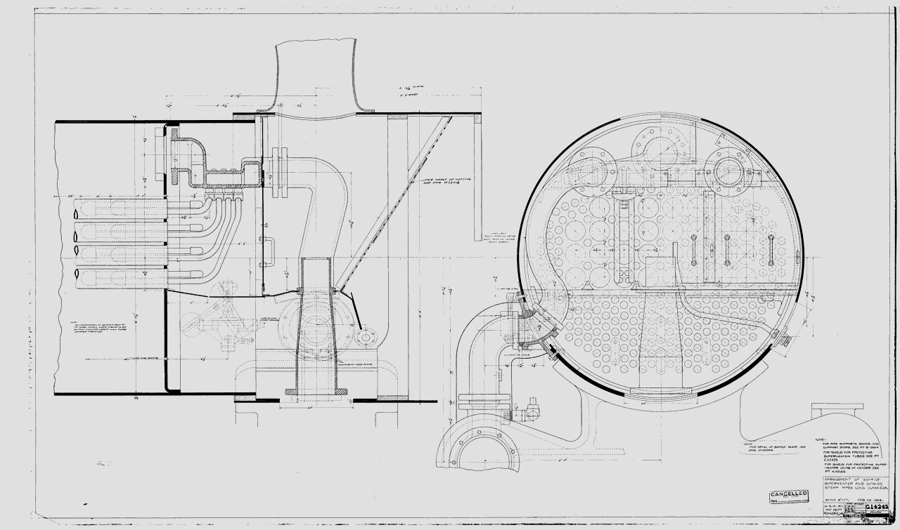 Arrangement of Schmidt Superheater and Outside Steam Pipes Loco. Class E2b