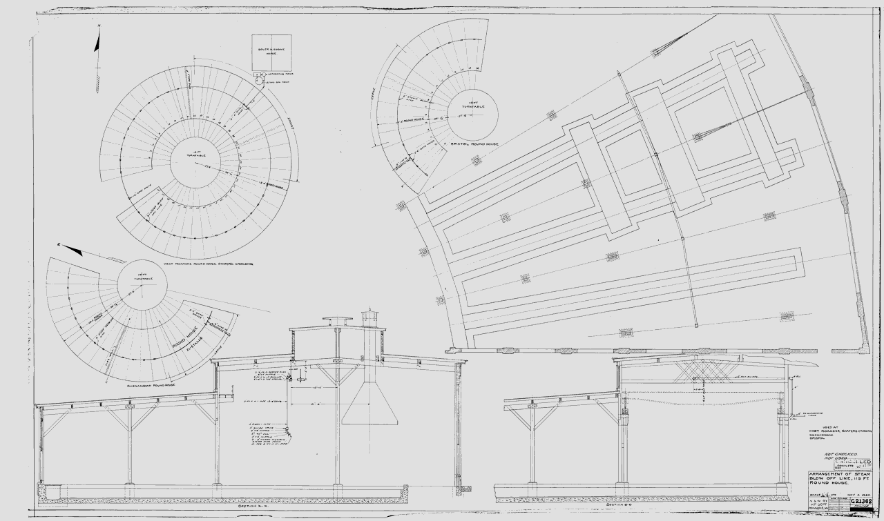 Arrangement of Steam Blow Off Line Roundhouse Roanoke, Bristol Shenandoah