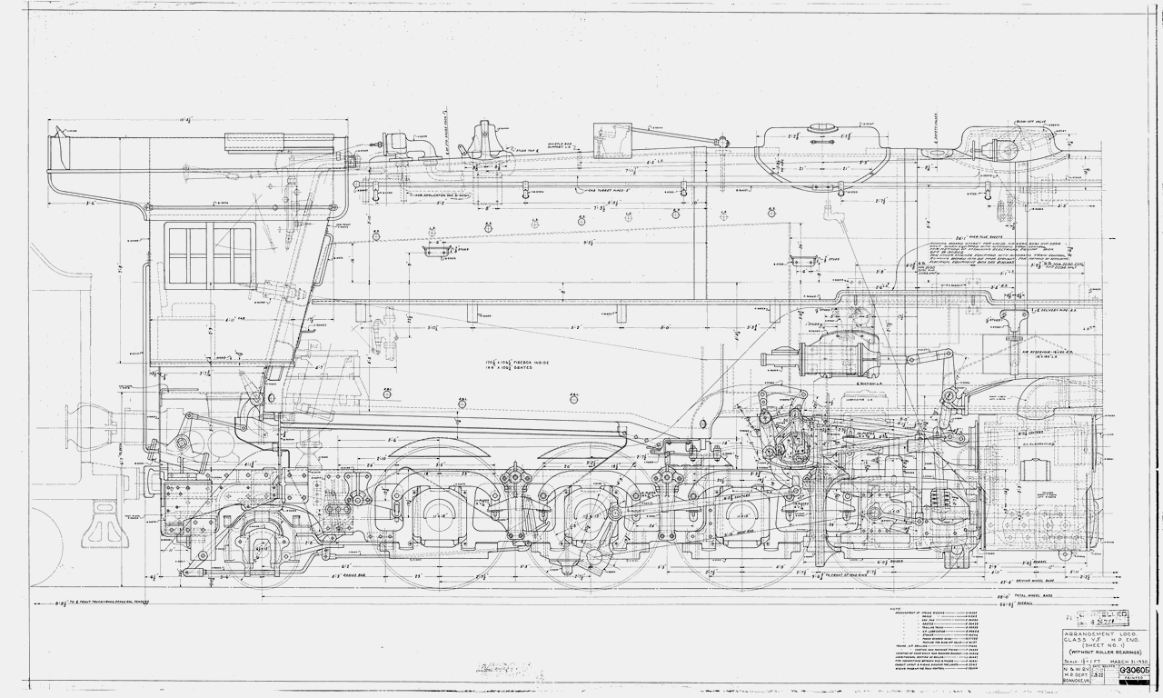 Arrangement Loco Class Y5 H.P. Eng. (Sheet No 1) (Without Roller Bearings)