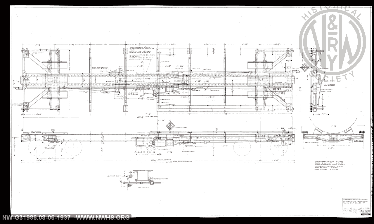 Arrangement of Steel Underframe, 16,000 Gallon Tank Car, Class TA