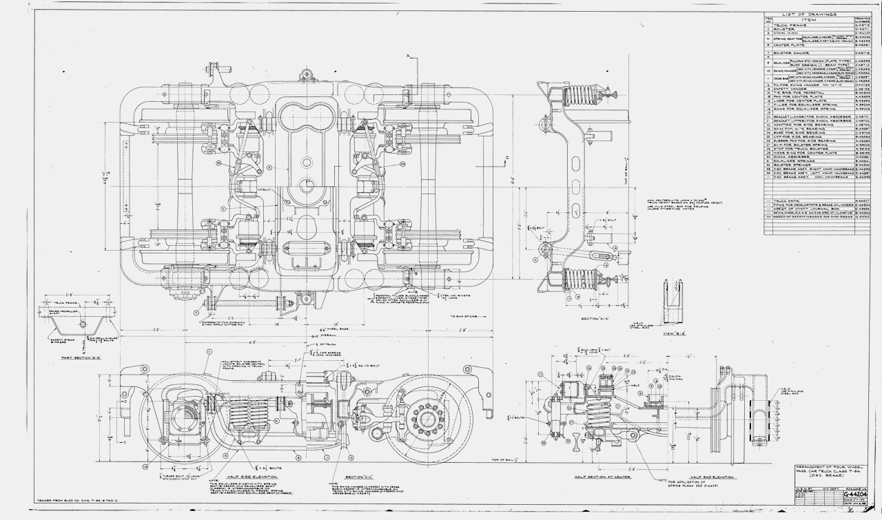 Arrangement of Four Wheel Passenger Car Truck Class T94 (Disc Brake)