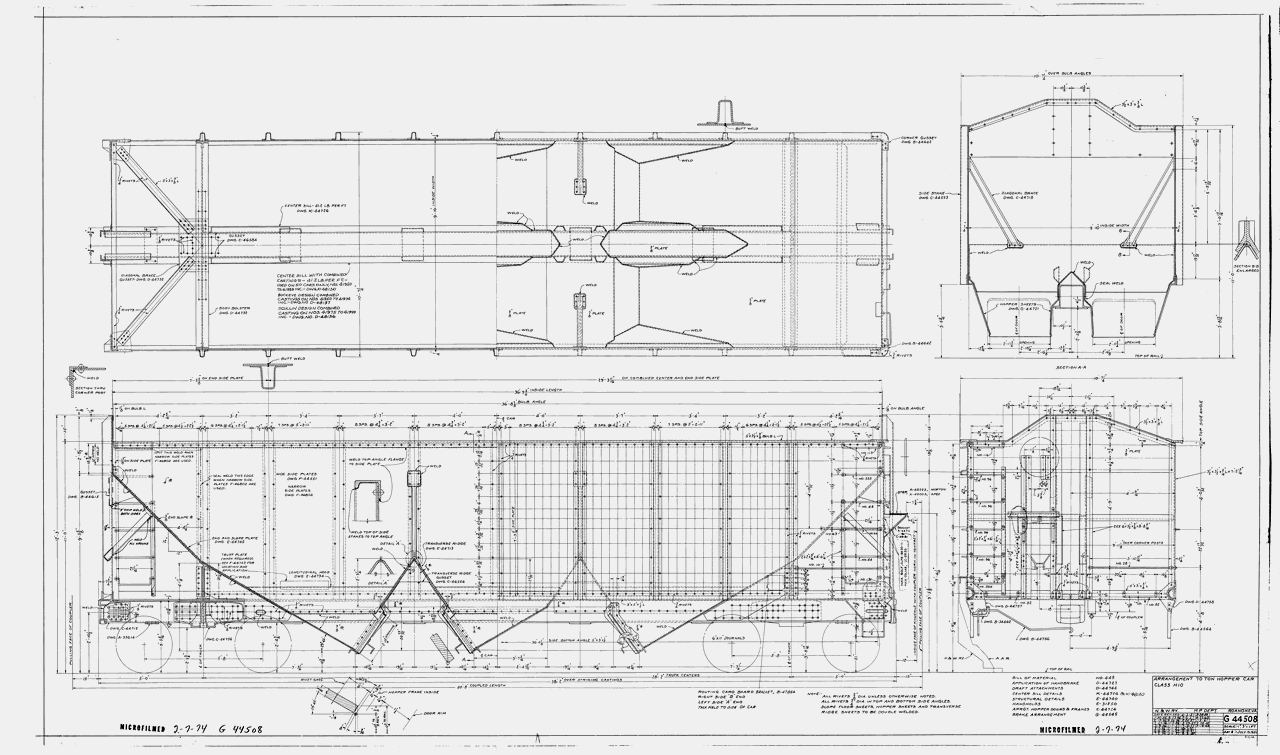 General Arrangement, 70 Ton Hopper, Hopper Car Class H10