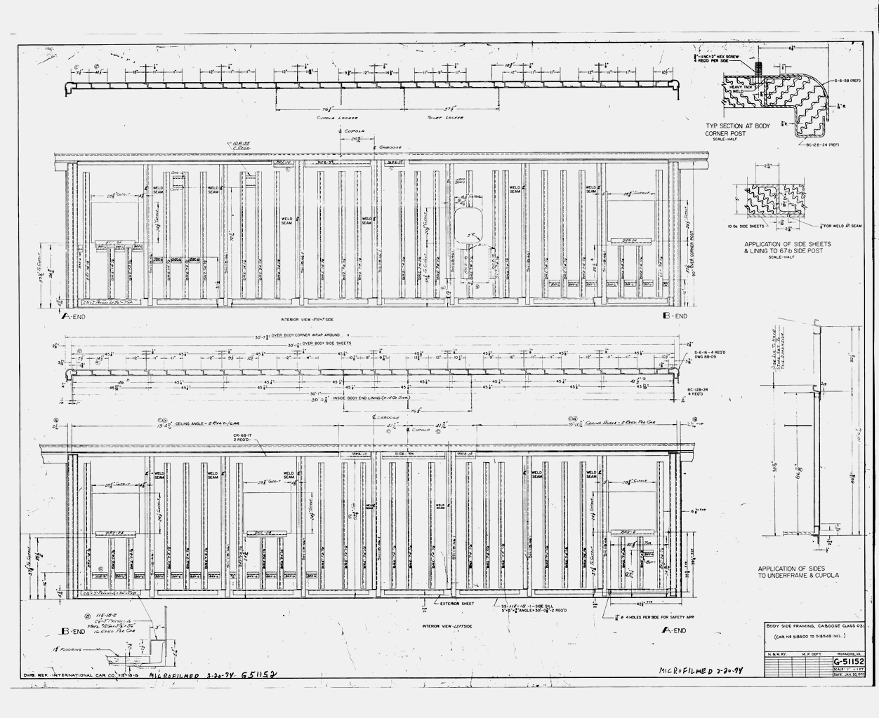 Body Side Framing, Caboose Class C31 (518500-518549)