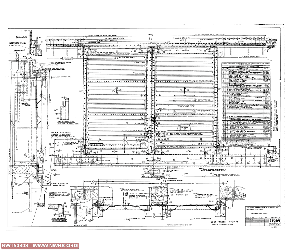 Side Door Arrangement Applies to N.F.&D. Box Car Series 2424-2499