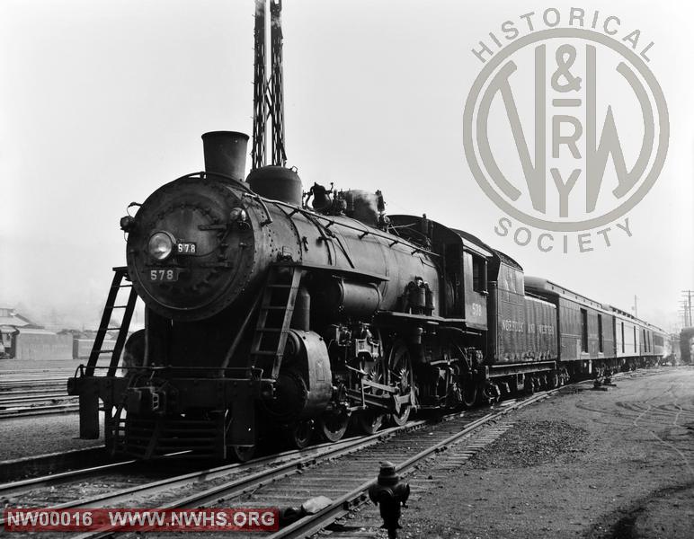 Class E2a #578 Left side view. with coaches Bluefield WV - B&W