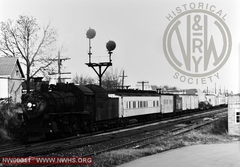 Class M #382 Left front view with work train