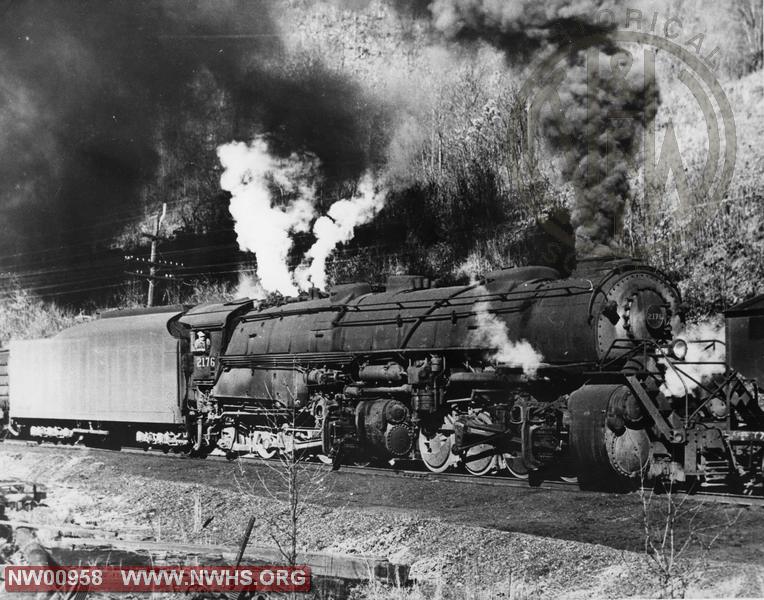 Class Y-6b #2176, Right 3/4 View - B&W - (Action) @ Bartley, WV