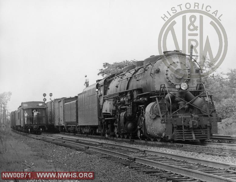 Class Y-6b #2173, Right 7/8  View - B&W - (Action) @ Shenandoah Junction